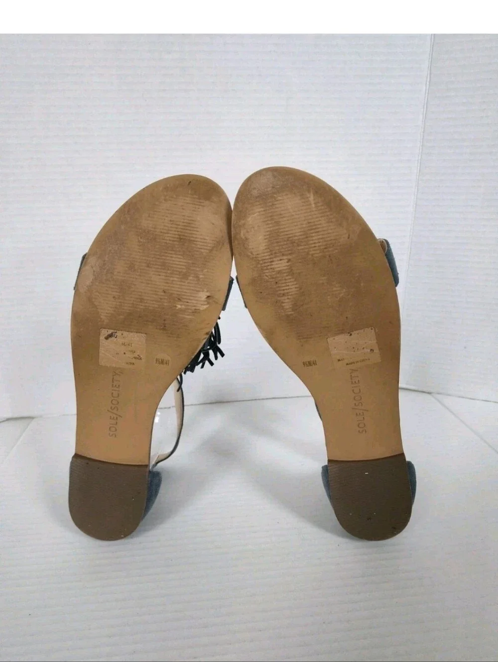 Sole Society Suede Sandals Koa Vista Blue 9.5 Thong Ankle Strap Flats